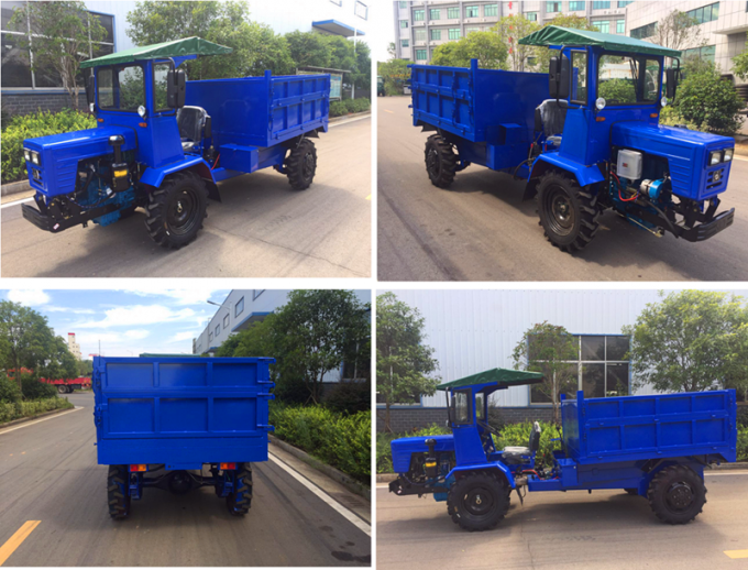 Blue Mini Off Road Dump Truck 18HP ATV For Farm 4WD Full Hydraulic Steering 3